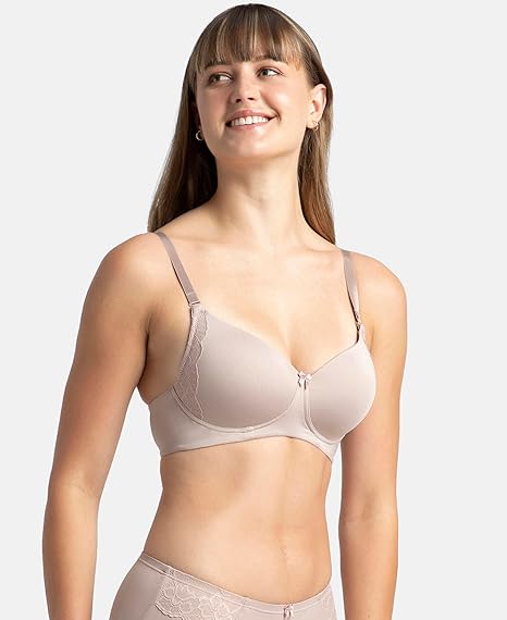 Jockey 1816 Women’s Wirefree Padded Microfiber T-Shirt Bra – Full Coverage Lace Multiway with Adjustable Straps